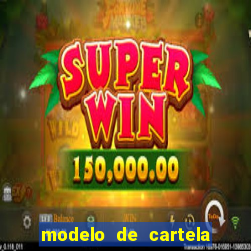 modelo de cartela para bingo