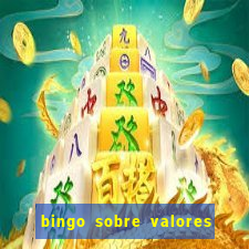 bingo sobre valores para imprimir