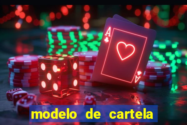 modelo de cartela de bingo em branco