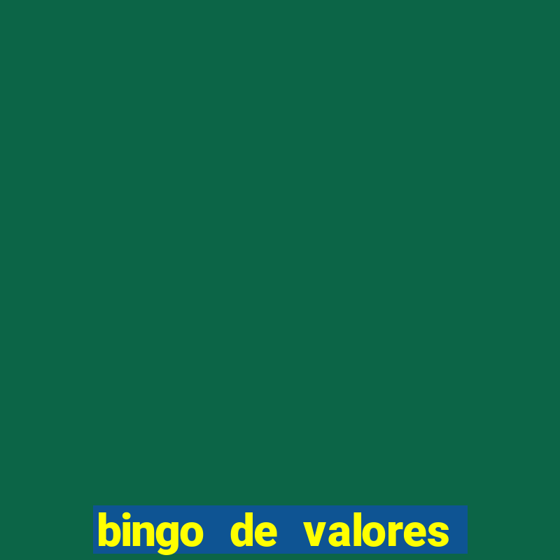 bingo de valores para imprimir