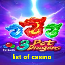 list of casino