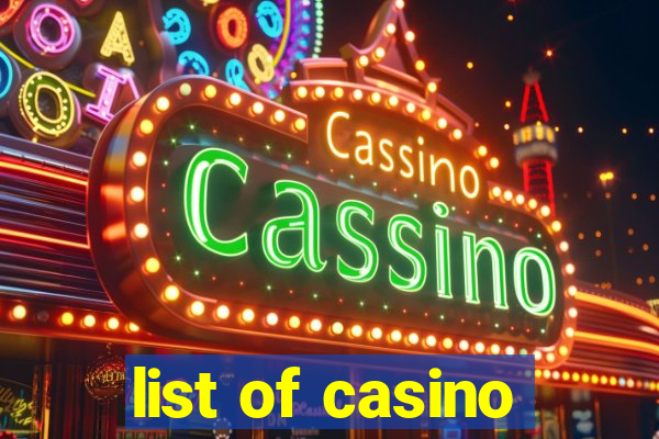 list of casino